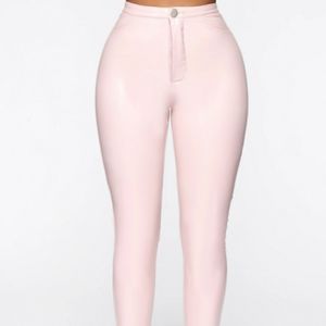 Pink Faux Leather Pants